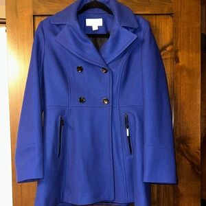 Michael Kors Blue Pea Coat Classic Tailored Design